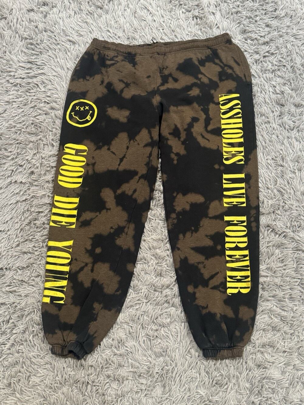 Assholes*s Live Forever ALF Sweatpants Medium Tie Dye Black Streetwear